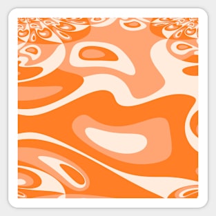 Go With the Flow - Retro 60's Groovy Abstract in Orange and Cream Sticker